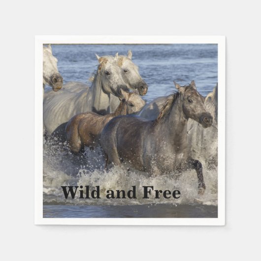 馬が水の中を駆け回る スタンダードカクテルナプキン (正面)