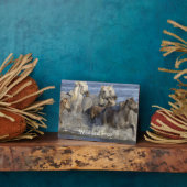 馬が水の中を駆け回る フォトプラーク (側面)