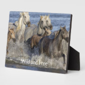 馬が水の中を駆け回る フォトプラーク (側面)