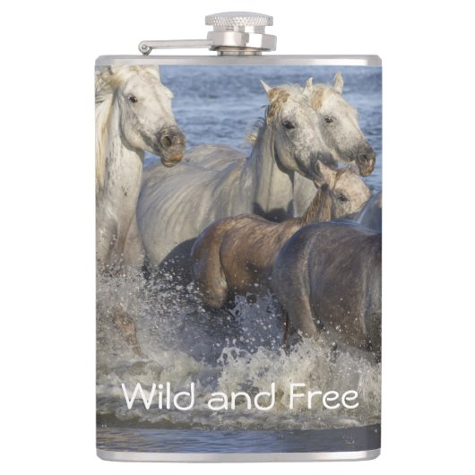 馬が水の中を駆け回る フラスク (正面)