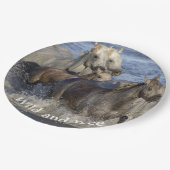 馬が水の中を駆け回る ペーパープレート (アングル)