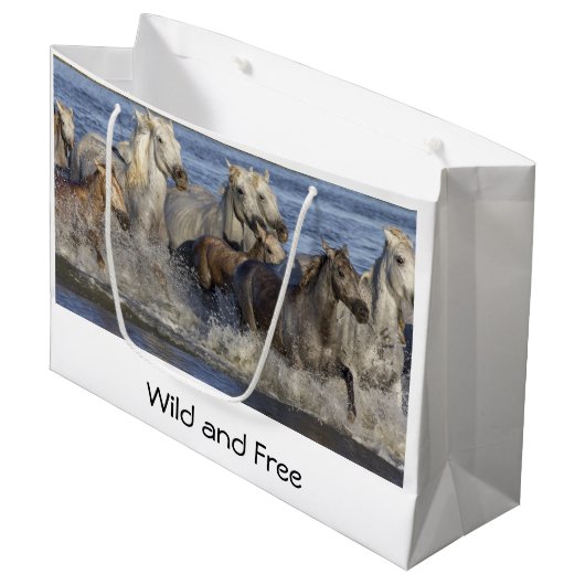 馬が水の中を駆け回る ラージペーパーバッグ (正面アングル)