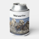 馬が水の中を駆け回る 缶クーラー (缶正面)