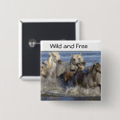 馬が水の中を駆け回る 缶バッジ (正面&裏面)