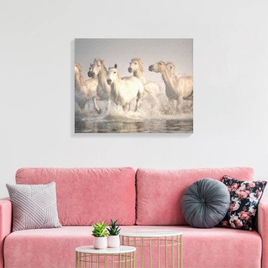 馬が水の中を駆地中海のける キャンバスプリント (インサイチュ (リビング))