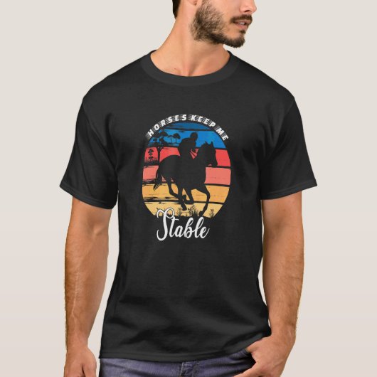 馬が私を安定させてくれる 馬術 乗馬 ユニーク Tシャツ (正面)