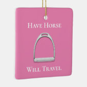 "馬が移動する"スターラップアイロンでピンク セラミックオーナメント (右)