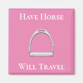 "馬が移動する"スターラップアイロンでピンク マグネット (正面)