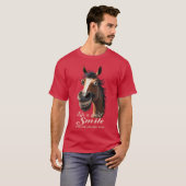 馬が笑い蹄鉄の家族と戯れる Tシャツ (正面フル)