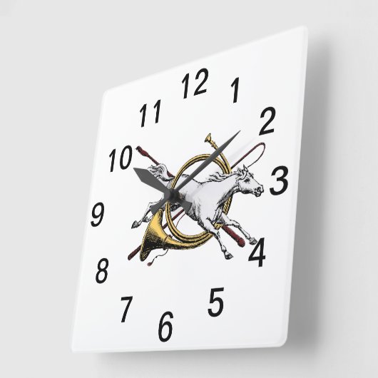 馬が角名門私立校風の色を飛び抜ける馬 スクエア壁時計 (傾斜)