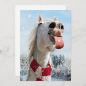 馬が雪の結晶をキャッチ 招待状 (正面/裏面)