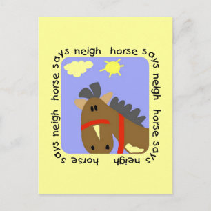 馬が「Neigh」と言うTシャツとギフト ポストカード