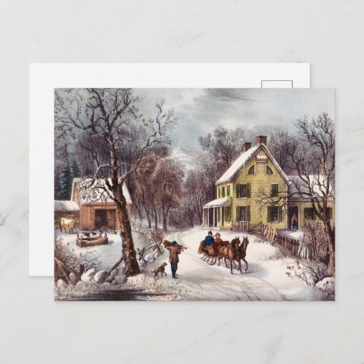 馬そりの描夫婦 ポストカード (正面/裏面)