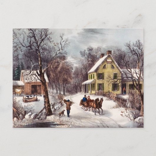 馬そりの描夫婦 ポストカード (正面)