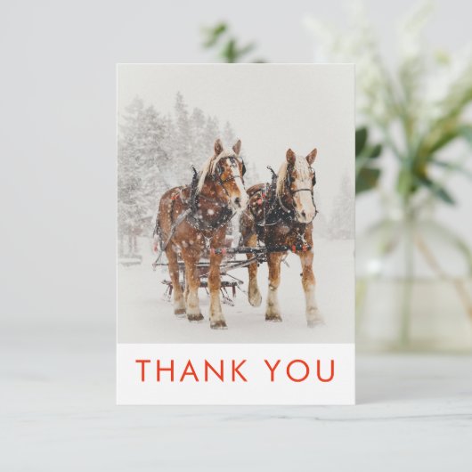 馬そり描クリスマスシーンありがとう サンキューカード (スタンド正面)