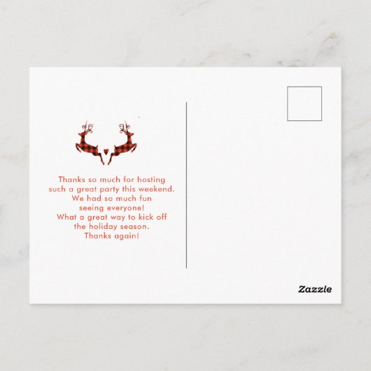 馬そり描クリスマスシーンありがとう ポストカード (裏面)