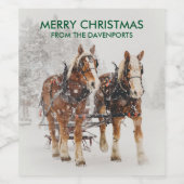 馬そり描クリスマスシーン ワインラベル (シングルラベル)