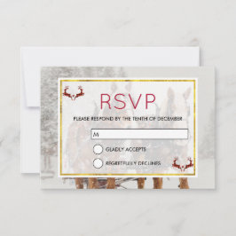 馬そり描クリスマスシーンRSVP 招待状
