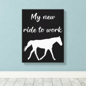 馬で働く私の新しい乗り物おもしろい キャンバスプリント (インサイチュ (ウッドフロア))