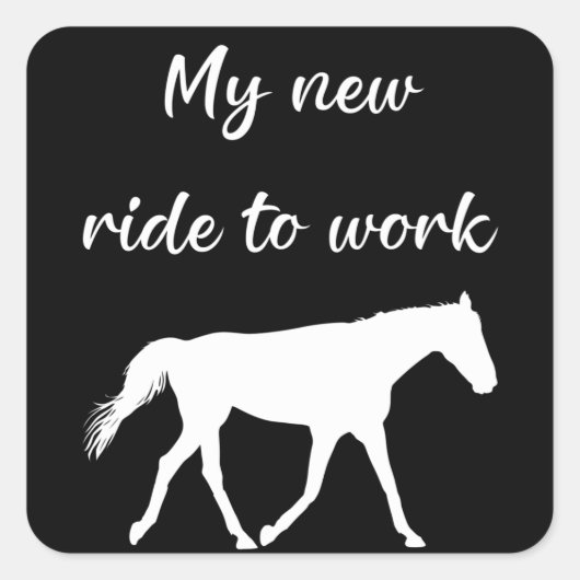 馬で働く私の新しい乗り物おもしろい スクエアシール (正面)