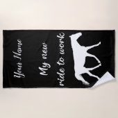 馬で働く私の新しい乗り物おもしろい ビーチタオル (正面)