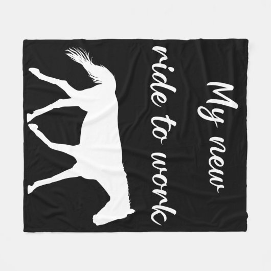 馬で働く私の新しい乗り物おもしろい フリースブランケット (正面(横))