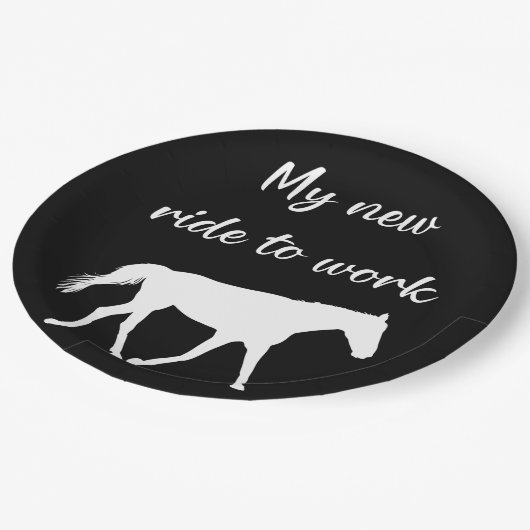 馬で働く私の新しい乗り物おもしろい ペーパープレート (アングル)