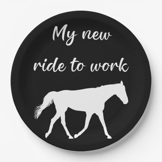 馬で働く私の新しい乗り物おもしろい ペーパープレート (正面)