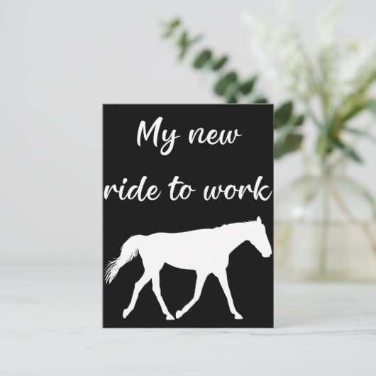 馬で働く私の新しい乗り物おもしろい ポストカード (スタンド正面)