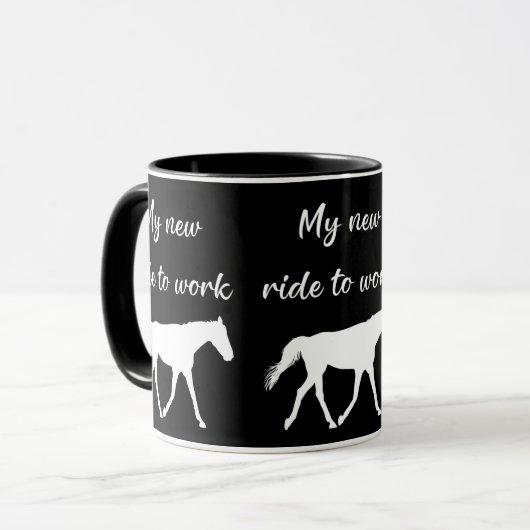 馬で働く私の新しい乗り物おもしろい マグカップ (正面左)