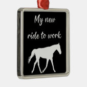 馬で働く私の新しい乗り物おもしろい メタルオーナメント (右)