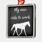 馬で働く私の新しい乗り物おもしろい メタルオーナメント (左)