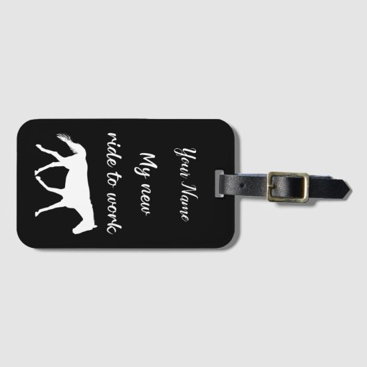 馬で働く私の新しい乗り物おもしろい ラゲッジタグ (正面横)