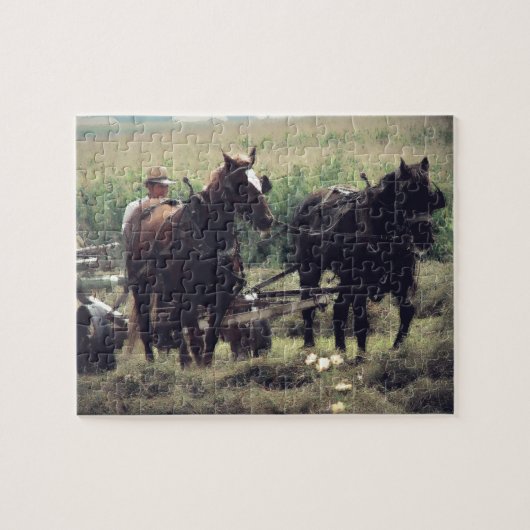 馬で干し草を作る ジグソーパズル (横)