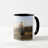 馬で水を汲む地方の若い女性 マグカップ (正面右)