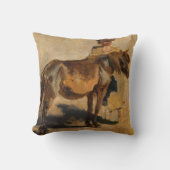 馬で羊飼い（動物芸術） クッション (正面)