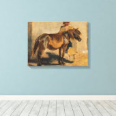 馬で羊飼ウマ科のい キャンバスプリント (インサイチュ (ウッドフロア))