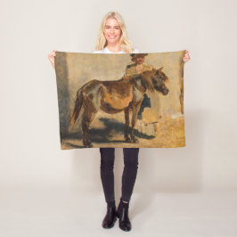 馬で羊飼ウマ科のい フリースブランケット