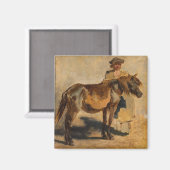 馬で羊飼ウマ科のい マグネット (正面/裏面)