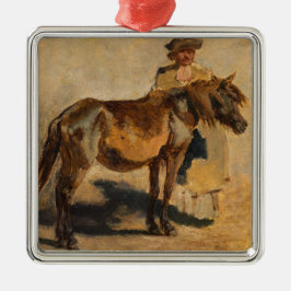 馬で羊飼ウマ科のい メタルオーナメント