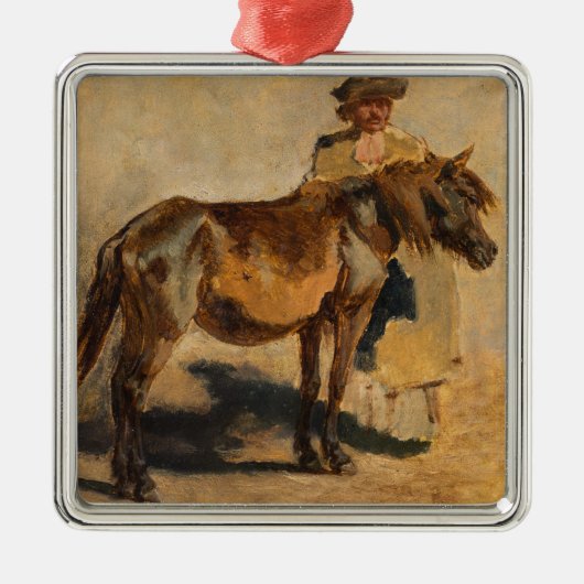 馬で羊飼ウマ科のい メタルオーナメント (正面)