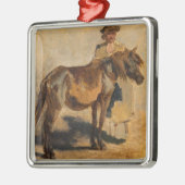 馬で羊飼ウマ科のい メタルオーナメント (左)