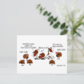 馬とおもしろい七面鳥の感謝祭の漫画はがき シーズンポストカード (スタンド正面)