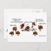 馬とおもしろい七面鳥の感謝祭の漫画はがき シーズンポストカード (正面/裏面)