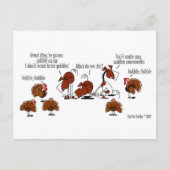 馬とおもしろい七面鳥の感謝祭の漫画はがき シーズンポストカード (正面)