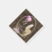 馬とかわいらし花オンバーンウッド誕生日 スタンダードカクテルナプキン (角)