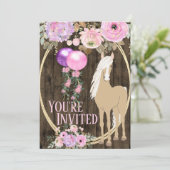 馬とかわいらし花オンバーンウッド誕生日 招待状 (スタンド正面)