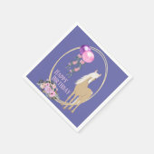 馬とかわいらし花ピンクペリウィンクル誕生日 スタンダードカクテルナプキン (角)