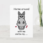 馬とのまわりに一緒にバレンタインの馬 カード (正面)
