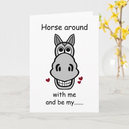 馬とのまわりに一緒にバレンタインの馬 カード (黄色い花)